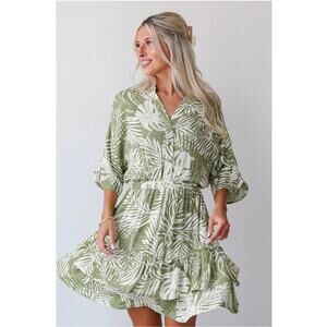 Hudson Gray Destined For Sun Green Tropical Mini‎ Dress size medium
